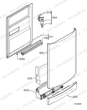 Взрыв-схема посудомоечной машины Electrolux ESF43010 - Схема узла Door 003